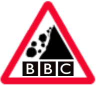 Warning sign: rocks falling on the BBC